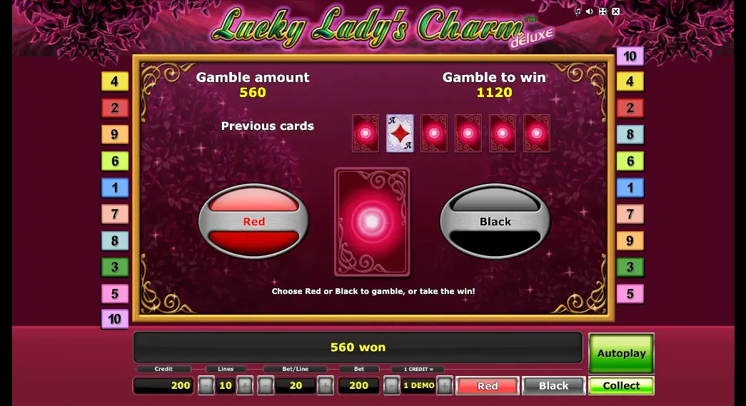 Lucky Lady's Charm Deluxe Gamble Feature
